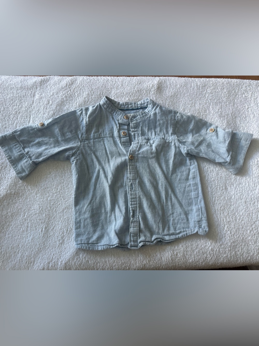 Zara Pale Blue Kids Button-Up Shirt with Mandarin Collar